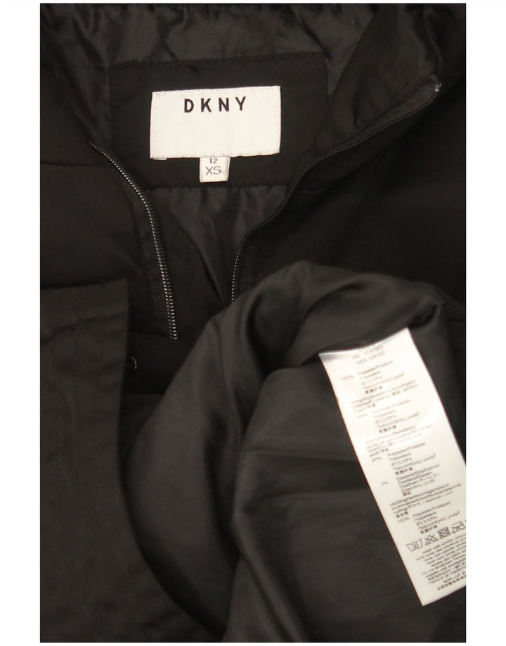 Casaco acolchoado DKNY para meninas 11-12 anos XS preto poliéster