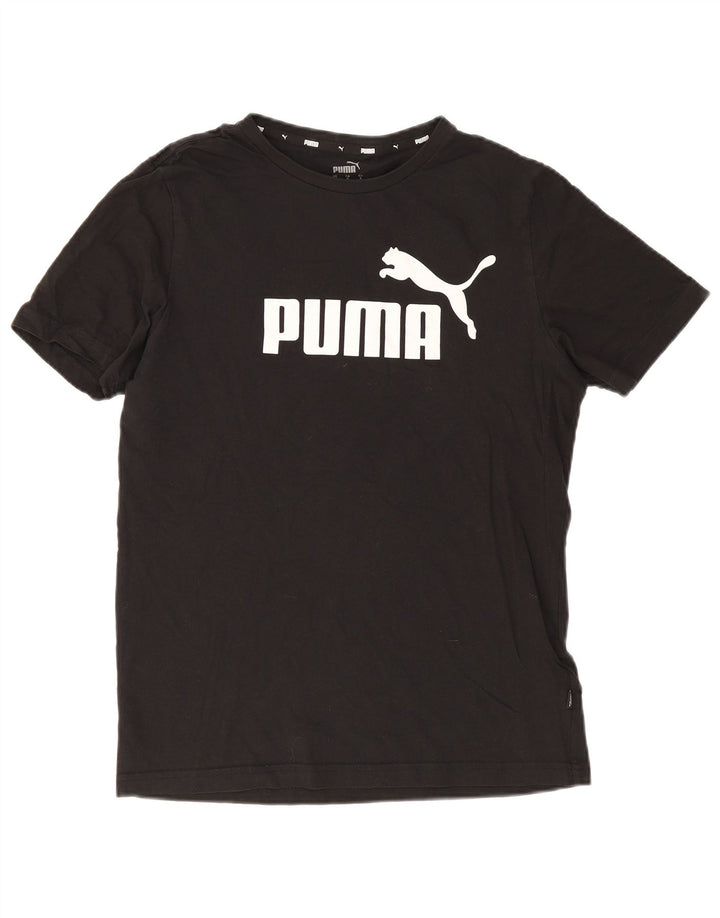 Puma Mens Graphic T-Shirt Top Pequeno Algodão Preto