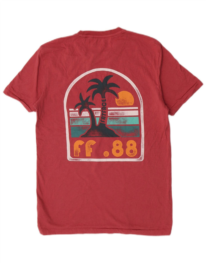 Camiseta gráfica masculina Fat Face Top pequeno algodão rosa praia