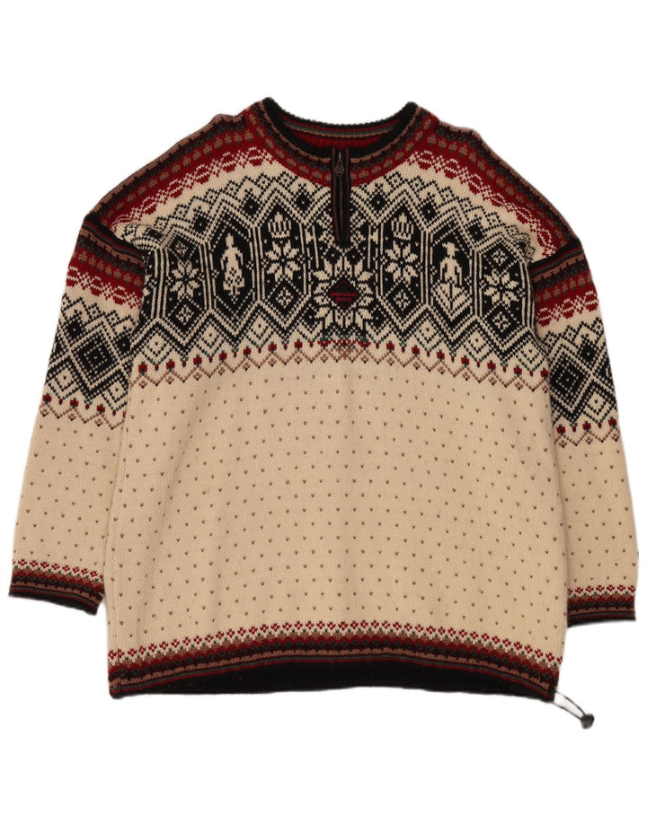 Suéter masculino DALE OF NORWAY com zíper e gola XL Off White Fair Isle