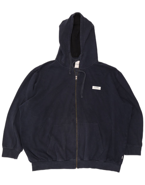 Suéter masculino com capuz e zíper Jack & Jones gráfico solto 3XL algodão azul marinho