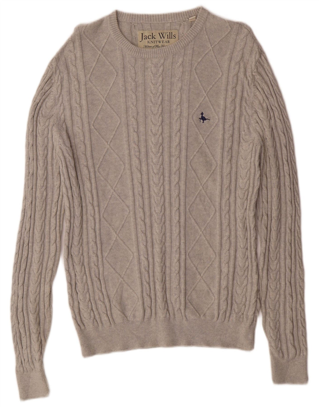 Suéter masculino Jack Wills com gola redonda e algodão cinza médio clássico