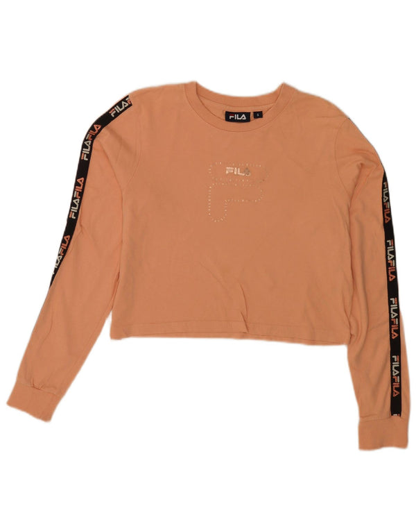 Fila Womens Crop Graphic Top Manga Longa Reino Unido 8 Pequeno Algodão Rosa Esportes