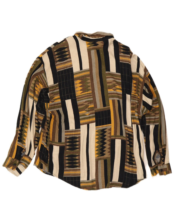 Camisa masculina Hutspah XL Rayon geométrico multicolorido