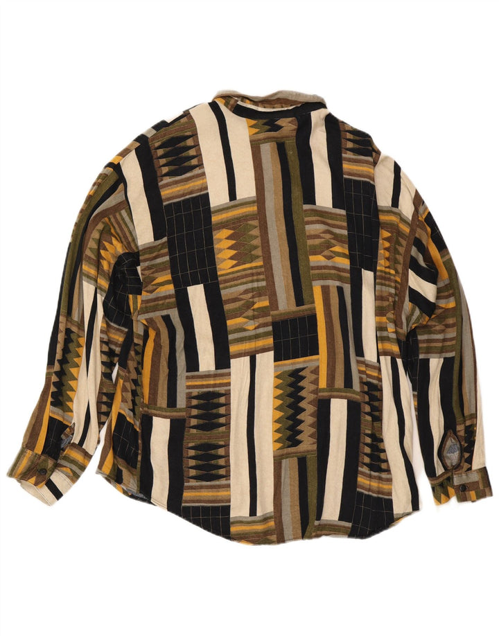 Camisa masculina Hutspah XL Rayon geométrico multicolorido