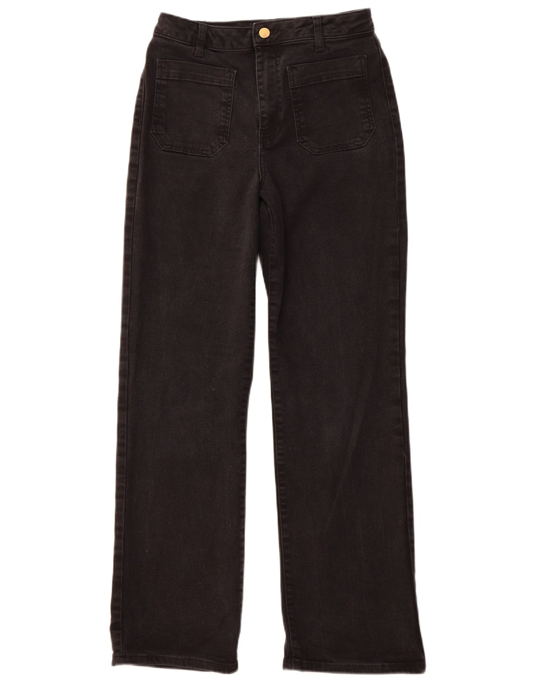 Calça jeans feminina MINT VELVET cintura alta reta UK 10 pequena W28 L30 preta