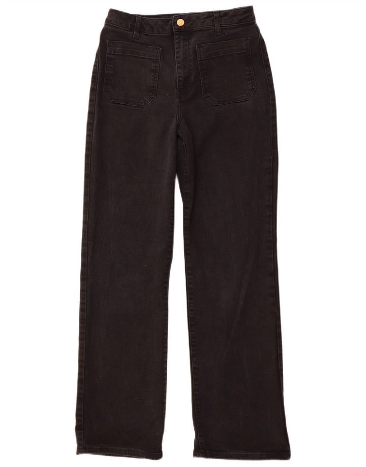 Calça jeans feminina MINT VELVET cintura alta reta UK 10 pequena W28 L30 preta