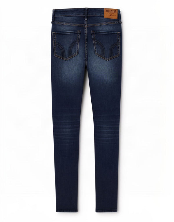 Jeans skinny femininos Hollister US 3 XS W26 L33 azul marinho algodão