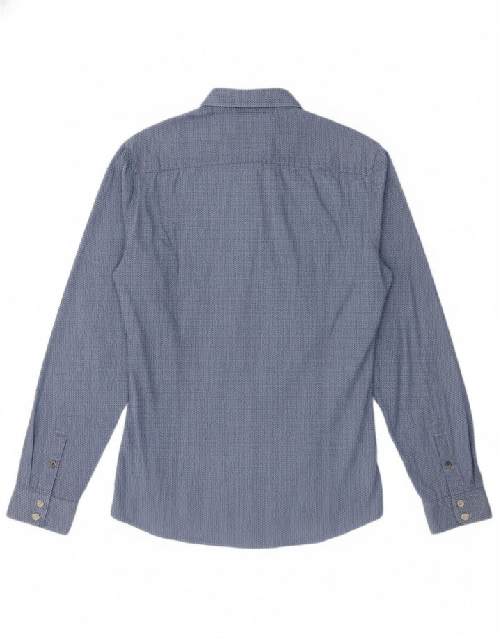 Camisa masculina GUESS UK 40 algodão geométrico azul médio