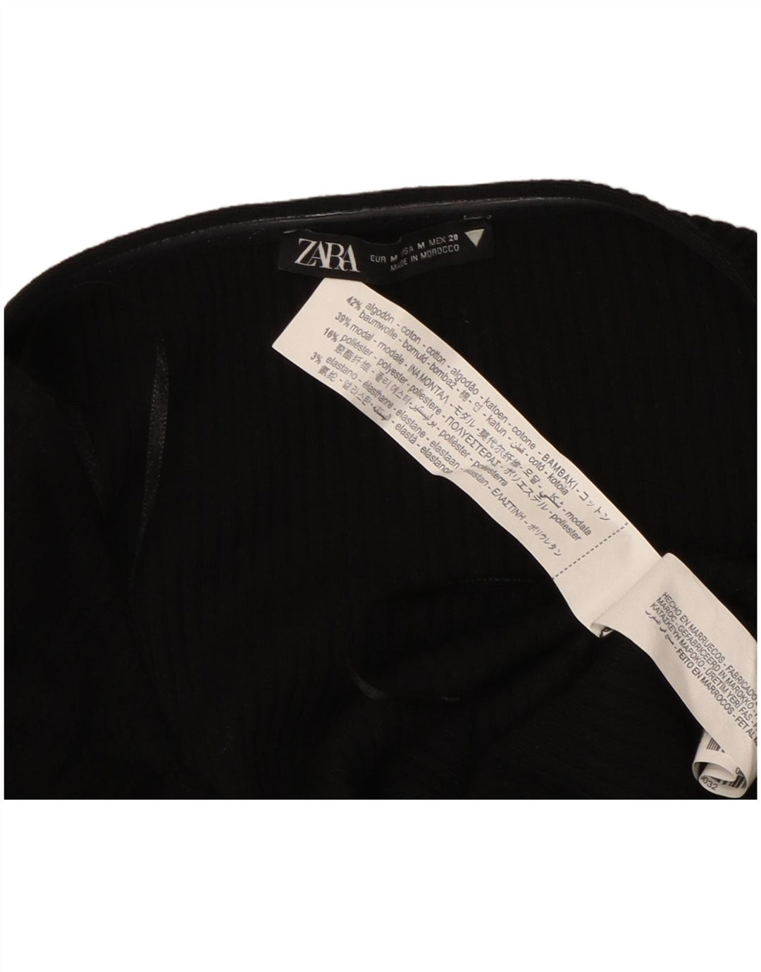 Body feminino de manga comprida ZARA UK 12 algodão preto médio