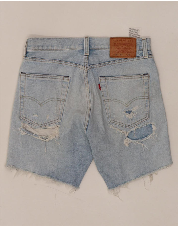Shorts jeans feminino Levi's 501 de cintura alta desgastado W29 azul médio