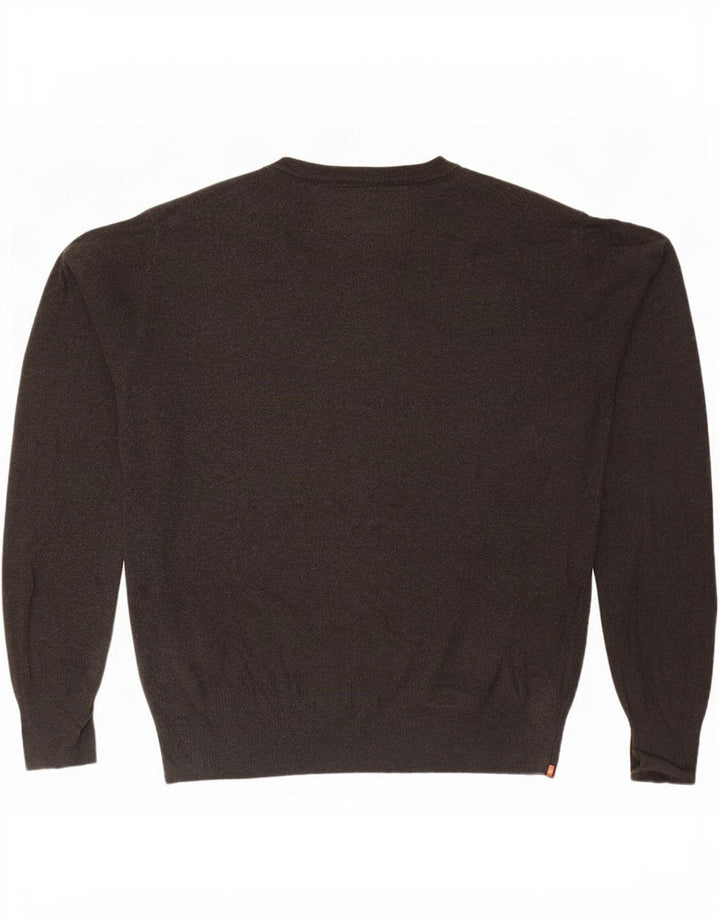 Suéter masculino Superdry com gola redonda, grande algodão marrom