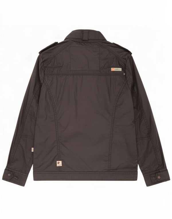 Jaqueta militar masculina KHUJO Reino Unido 40 grande algodão preto