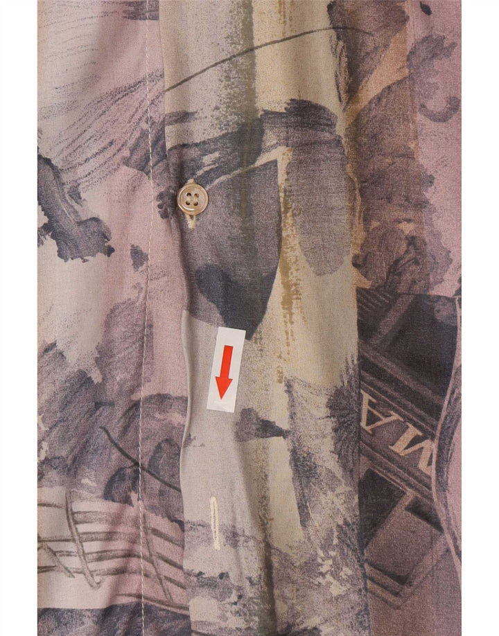 Touche Camisa masculina com padrão abstrato grande viscose multicolorida