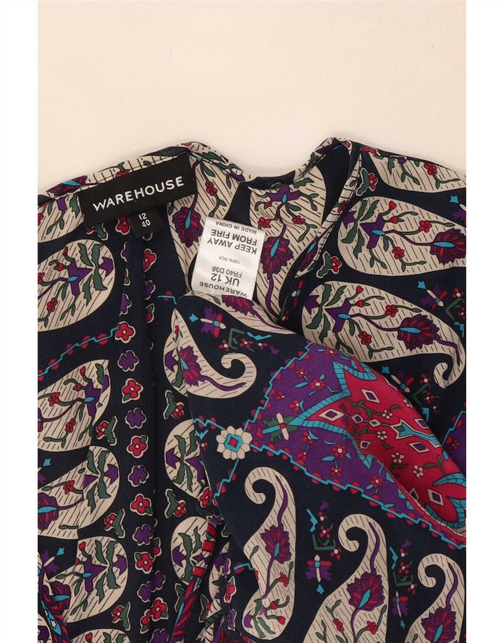Vestido kaftan feminino Warehouse UK 12 médio multicolorido paisley seda
