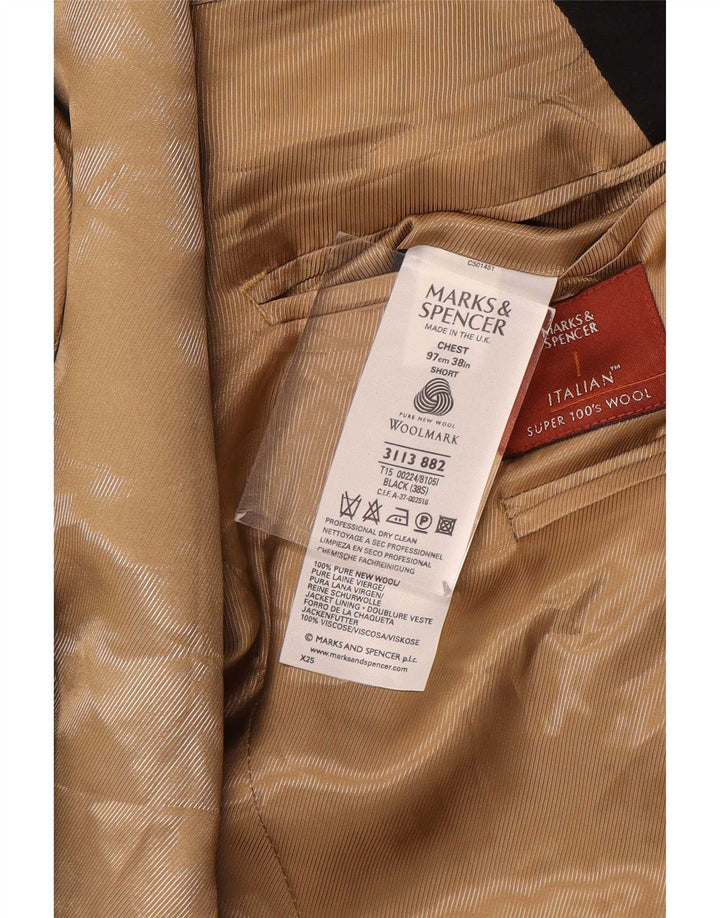 Jaqueta blazer masculina de 1 botão Marks & Spencer Reino Unido 38 lã preta média