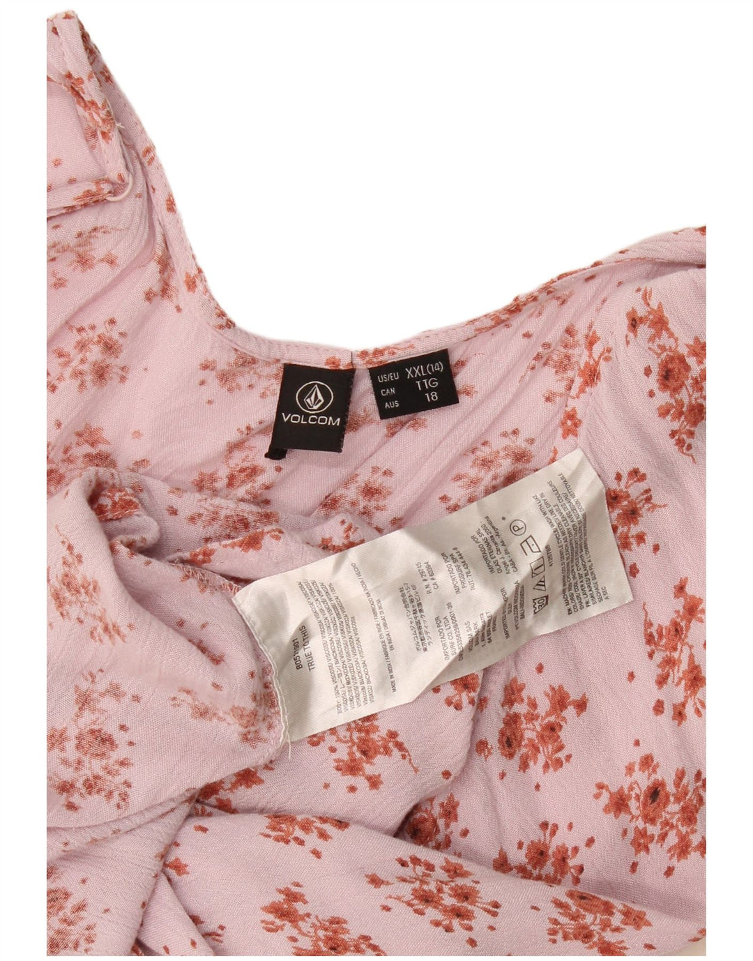 Top feminino Volcom Halter UK 20 2XL rosa floral viscose