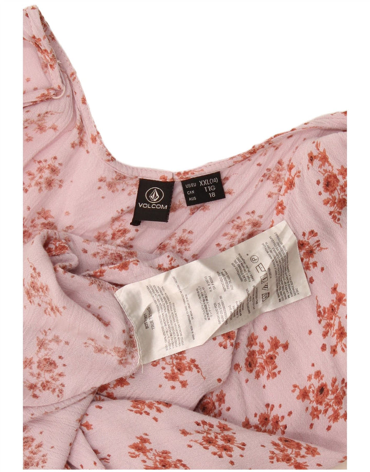 Top feminino Volcom Halter UK 20 2XL rosa floral viscose