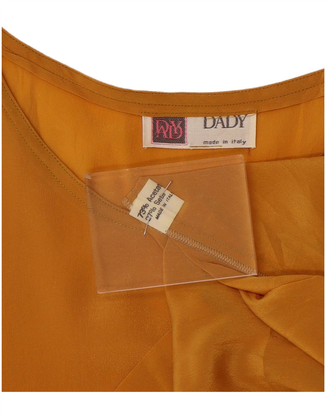 Blusa feminina vintage sem mangas top UK 14 acetato amarelo médio