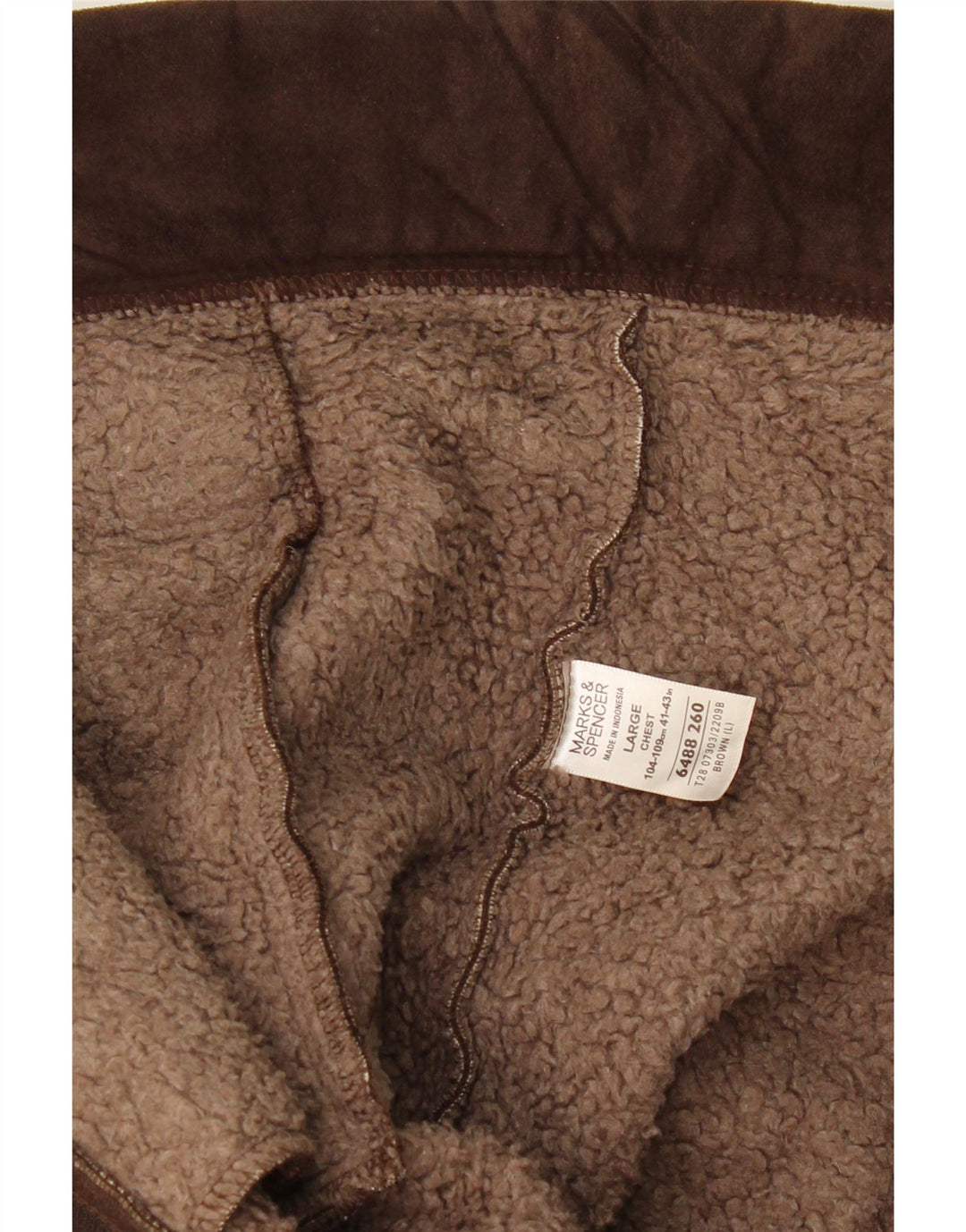 Jaqueta masculina Sherpa MARKS & SPENCER Reino Unido 41/43 grande poliéster marrom