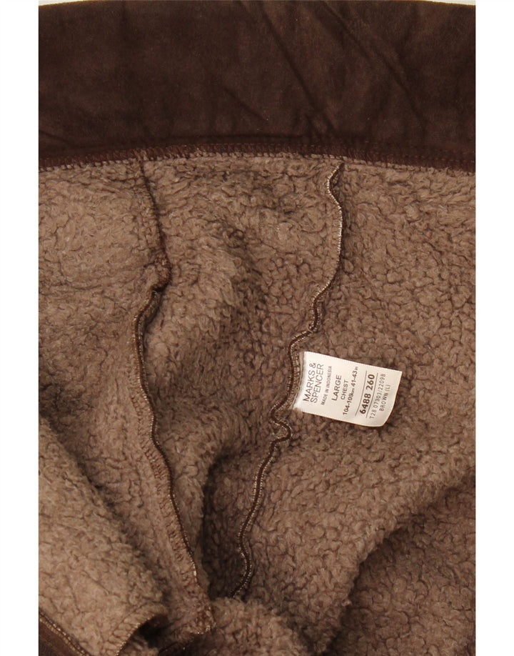 Jaqueta masculina Sherpa MARKS & SPENCER Reino Unido 41/43 grande poliéster marrom