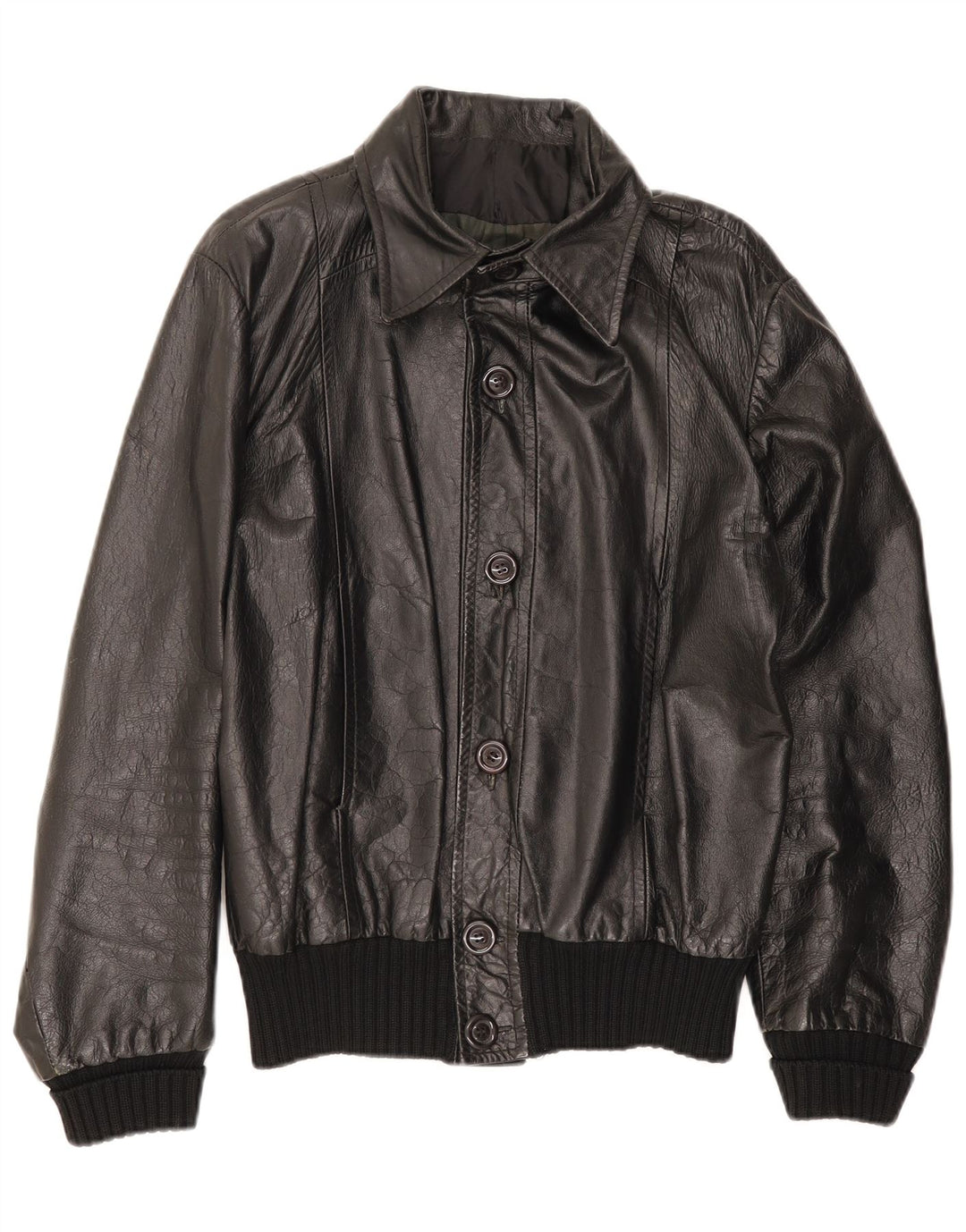 Jaqueta de couro masculina VINTAGE UK 36 pequena preta