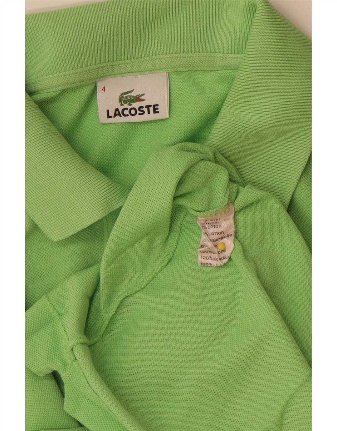 Camisa polo masculina Lacoste tamanho 4 algodão verde médio