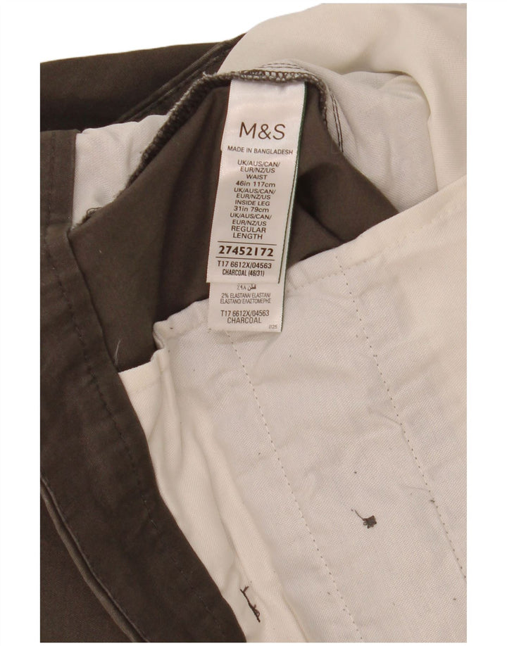 Calça Chino Masculina Marks & Spencer Regular Fit W46 L31 Algodão Cinza