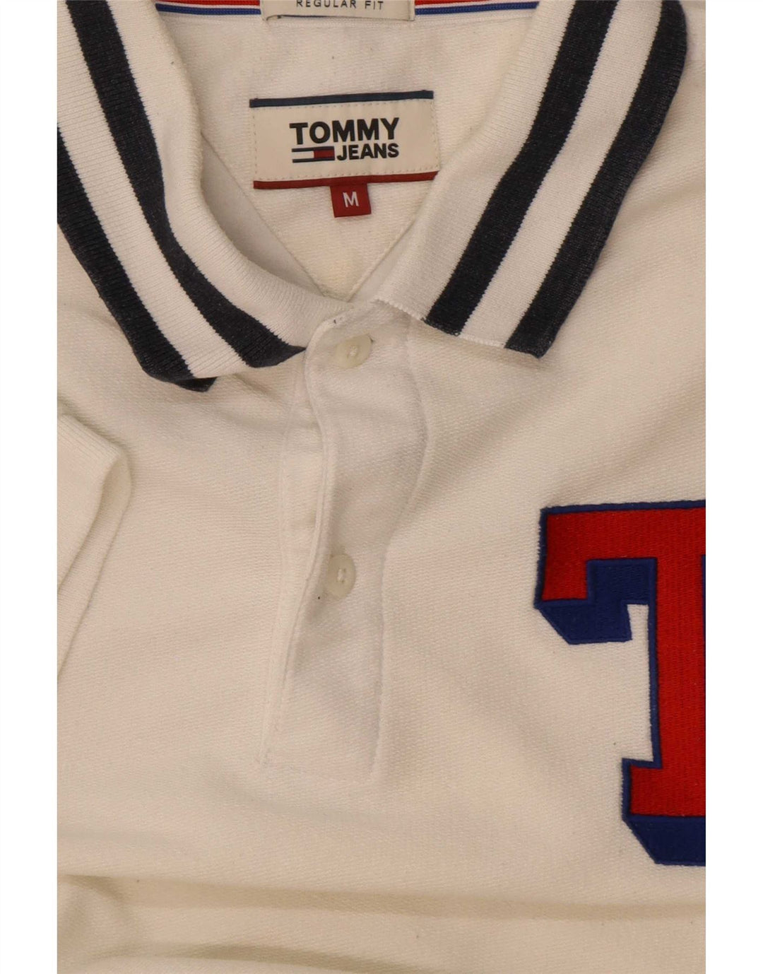 Camisa polo masculina Tommy Hilfiger Graphic Regular Fit média listrada branca