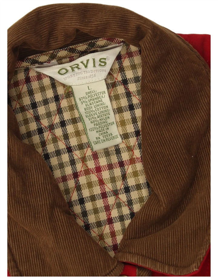 Jaqueta acolchoada superdimensionada feminina Orvis UK 16 grande poliéster vermelho