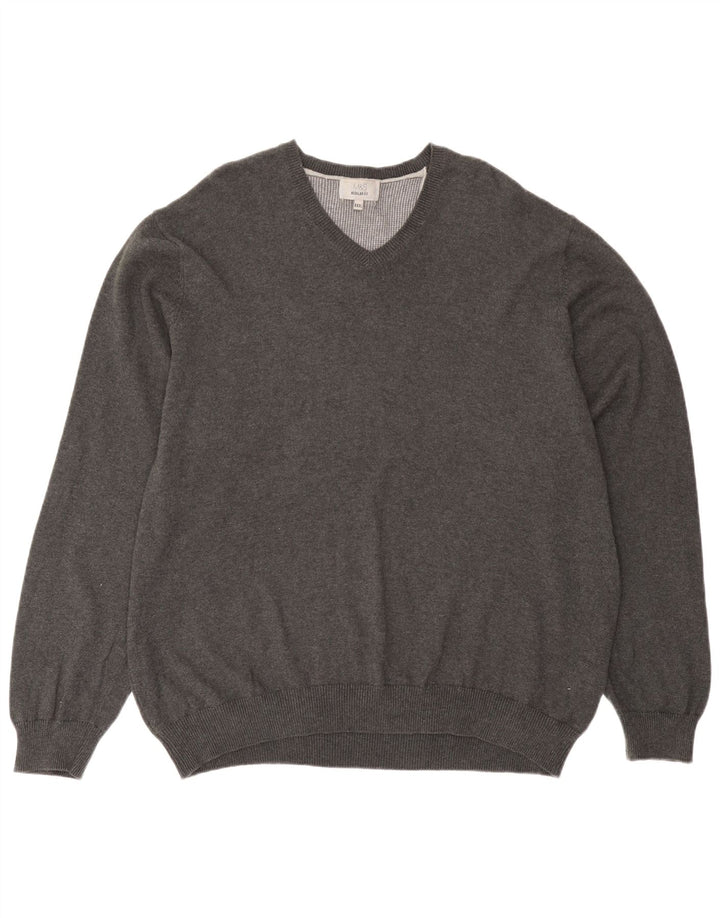Suéter masculino Marks & Spencer de ajuste regular com decote em V 3XL algodão cinza