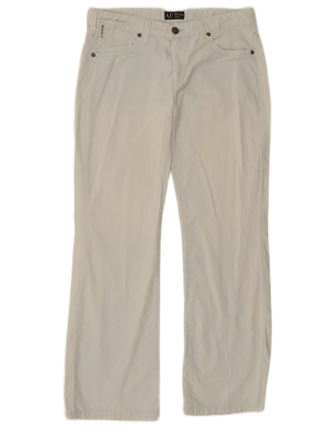 Calça feminina casual Armani Bootcut W27 L28 algodão azul