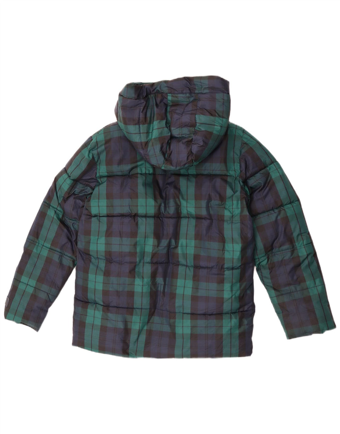 Jaqueta acolchoada com capuz Gap Boys 13-14 anos 2XL poliéster xadrez azul marinho