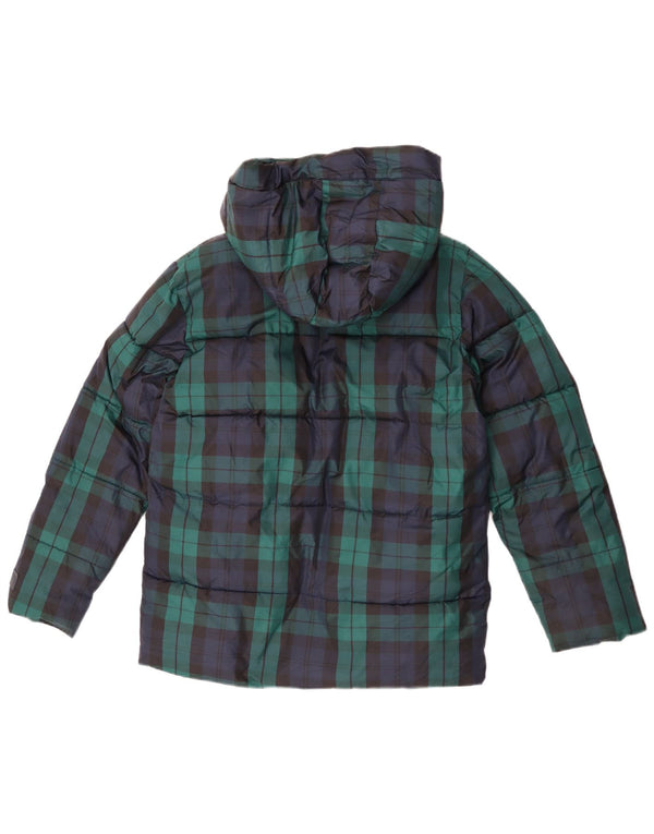 Jaqueta acolchoada com capuz Gap Boys 13-14 anos 2XL poliéster xadrez azul marinho