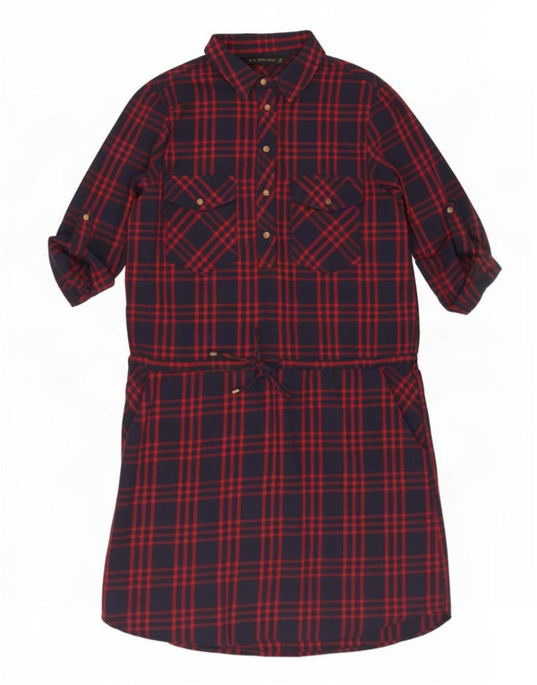 Pulôver feminino Zara vestido camisa UK 14 médio xadrez azul marinho