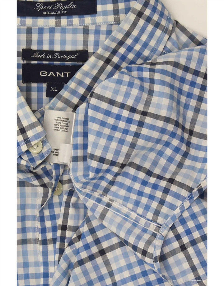 Gant Camisa masculina regular fit XL azul algodão guingão