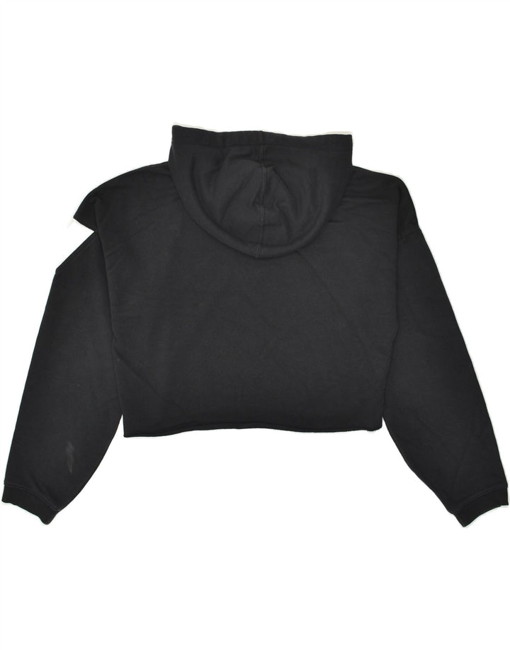 REEBOK Womens Crop Hoodie Jumper UK 8/10 Small Black Cotton | Vintage Reebok | Thrift | Second-Hand Reebok | Used Clothing | Messina Hembry 