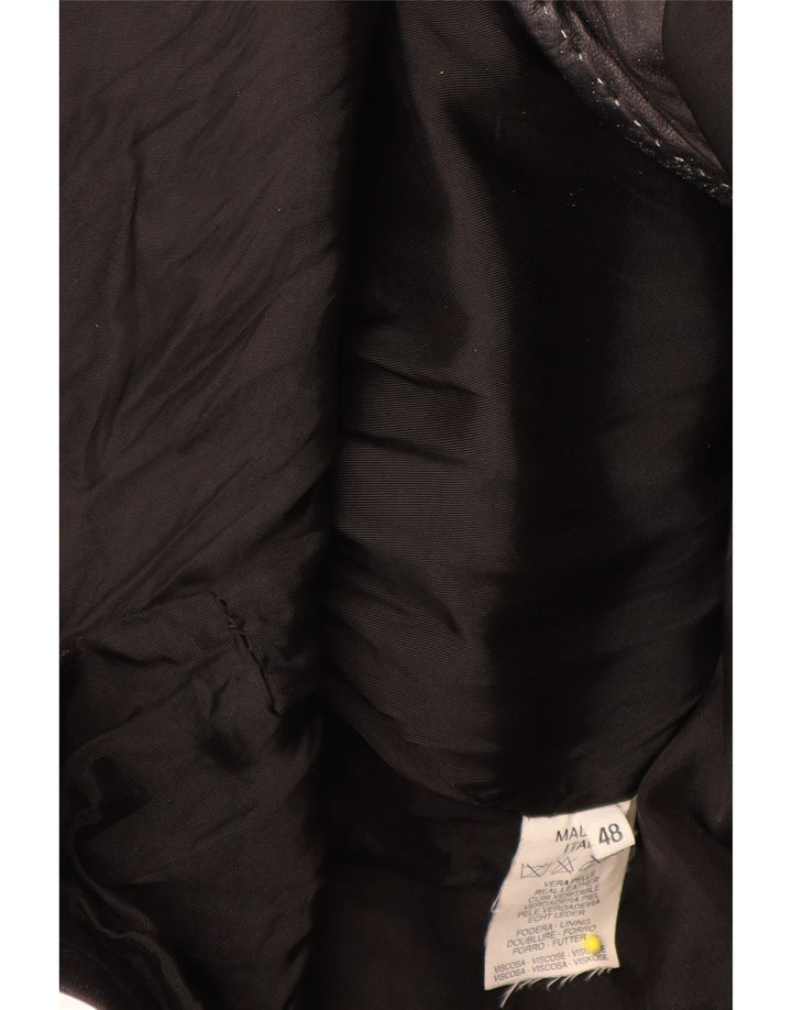 Casaco de couro feminino vintage IT 48 XL couro preto