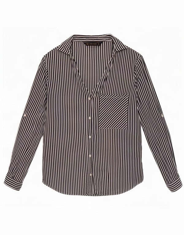 Camisa feminina Zara Reino Unido 12 risca de giz preta média