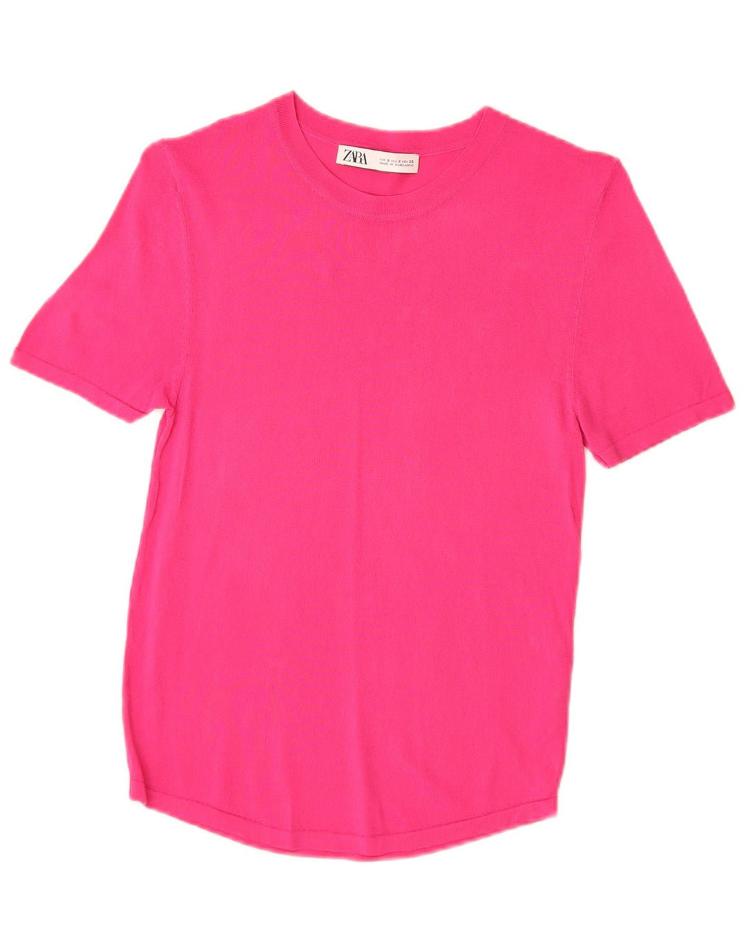 Suéter feminino ZARA de manga curta com gola canoa Reino Unido 8 pequeno rosa viscose