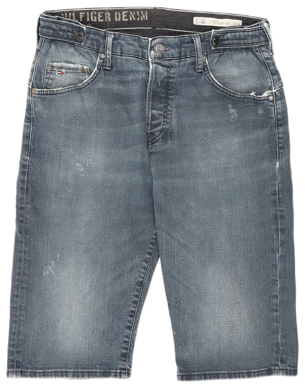 Shorts jeans masculino Tommy Hilfiger Curtis desgastado W32 azul médio