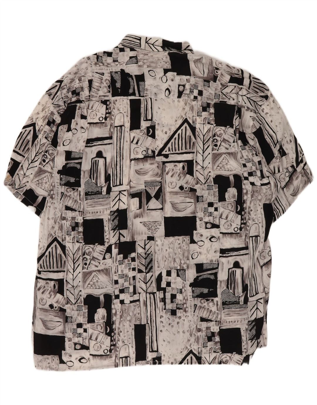 Camisa masculina vintage de manga curta XL cinza geométrica