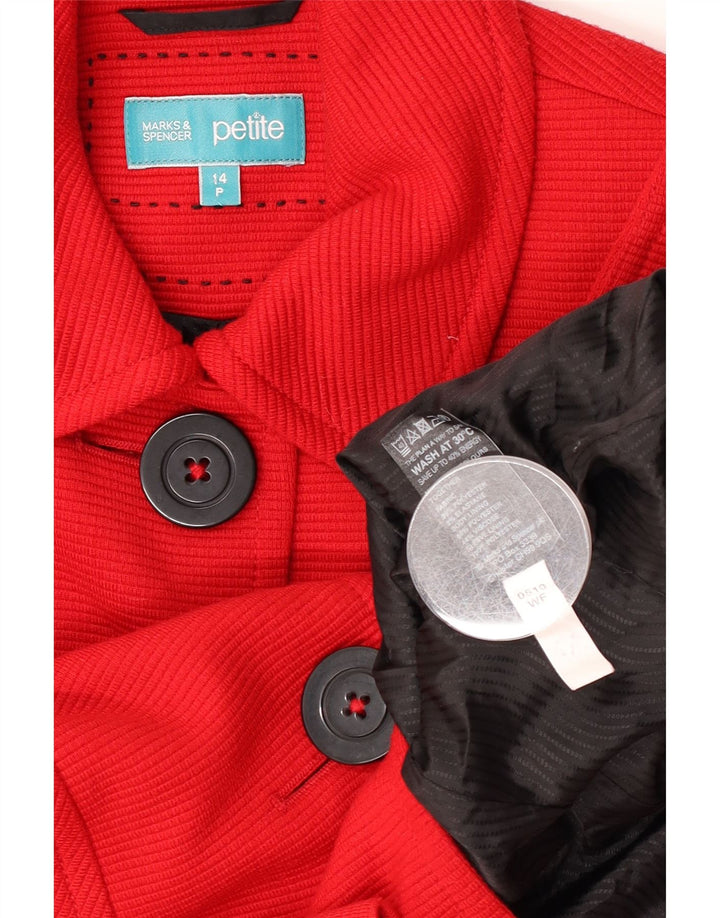 Jaqueta blazer feminina Marks & Spencer Petite Crop com 3 botões Reino Unido 14 grande vermelha