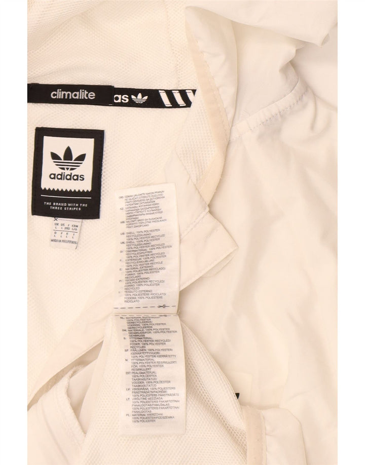 Jaqueta corta-vento com capuz Adidas Mens Climalite Reino Unido 40 Grande Poliéster Branco