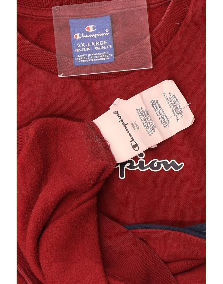 CHAMPION Meninos Moletom Jumper 15-16 Anos 2XL Vermelho Colorblock Algodão