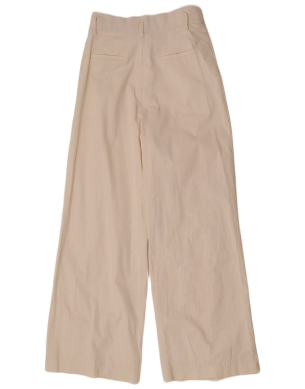 Zara Calça feminina cintura alta com perna larga, médio W28 L31 branco