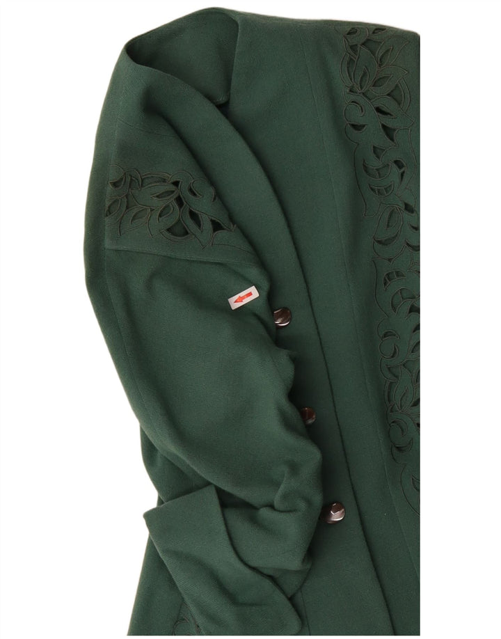 Jaqueta Blazer Feminina Vintage com 3 Botões Reino Unido 12 Paisley Verde Médio