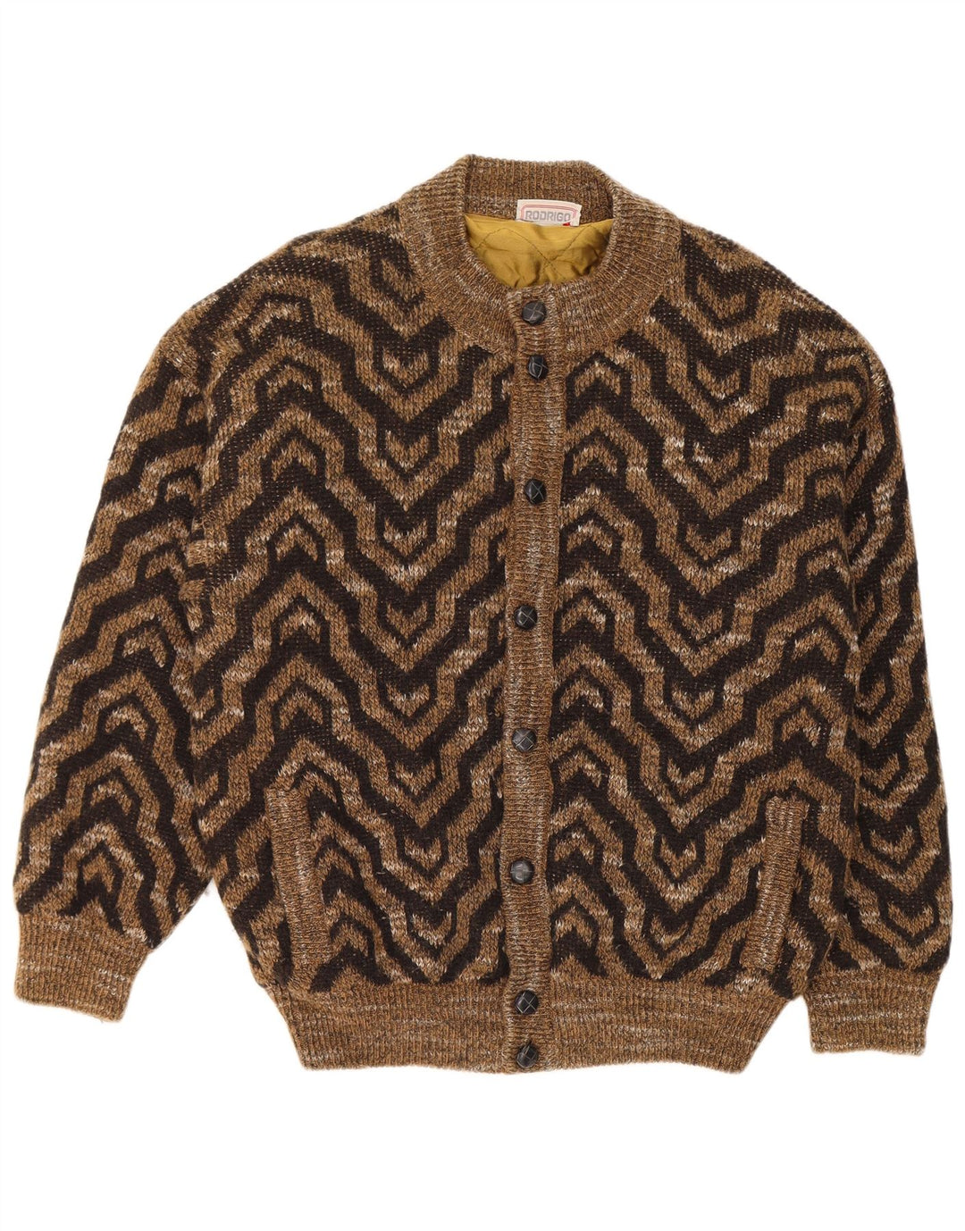 Suéter Cardigan Masculino Rodrigo XL Marrom Geométrico