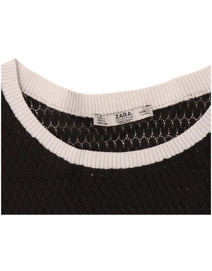 Camiseta feminina transparente Zara UK 10 pequena preta