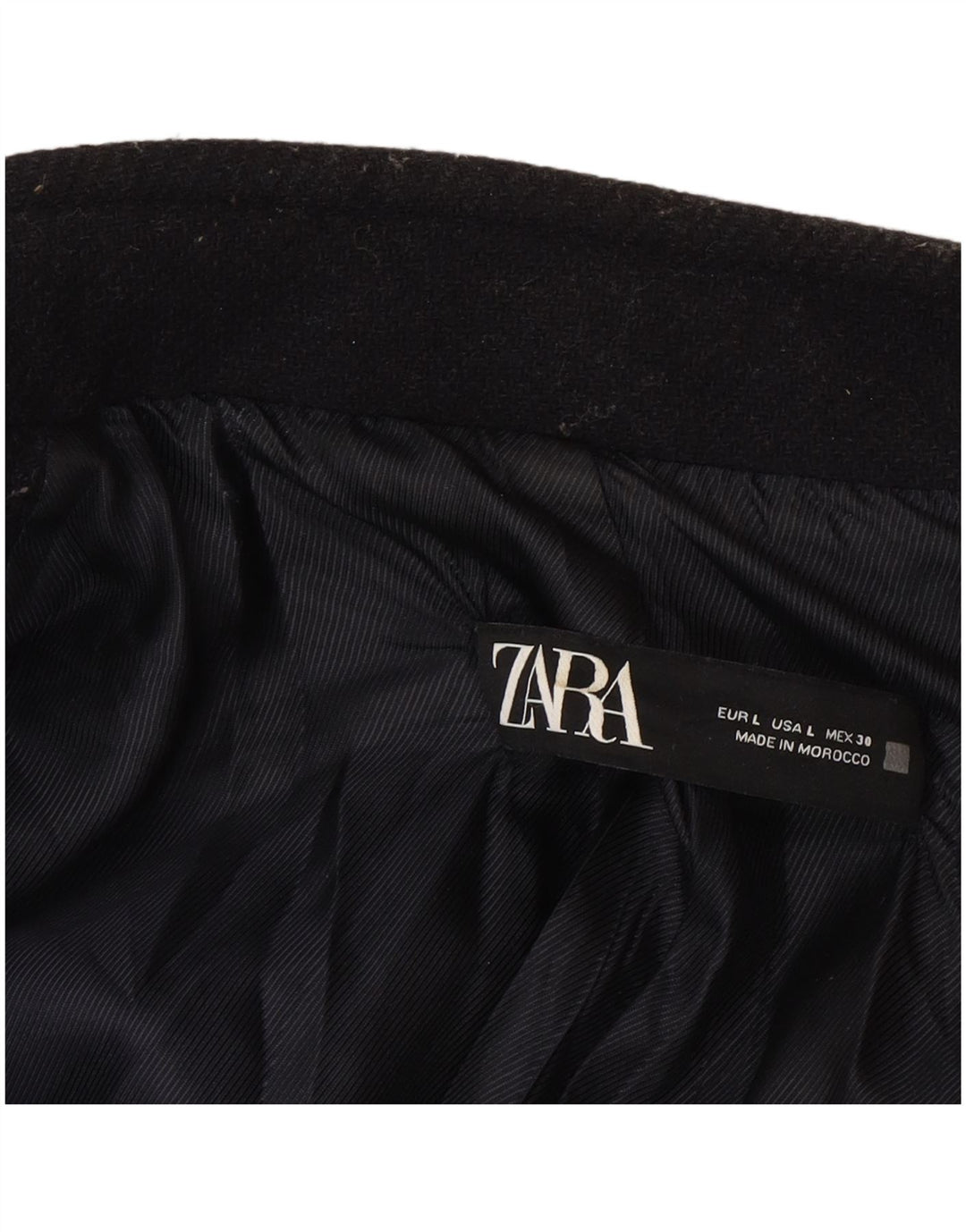 Casaco feminino Zara com peito duplo Reino Unido 16 grande lã azul marinho
